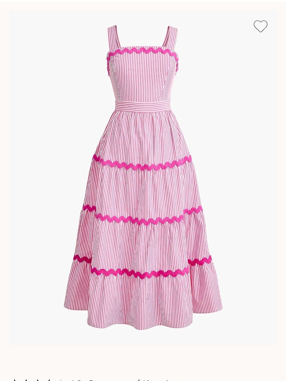 J. Crew Pink Striped Midi Dress with Fuchsia Trim